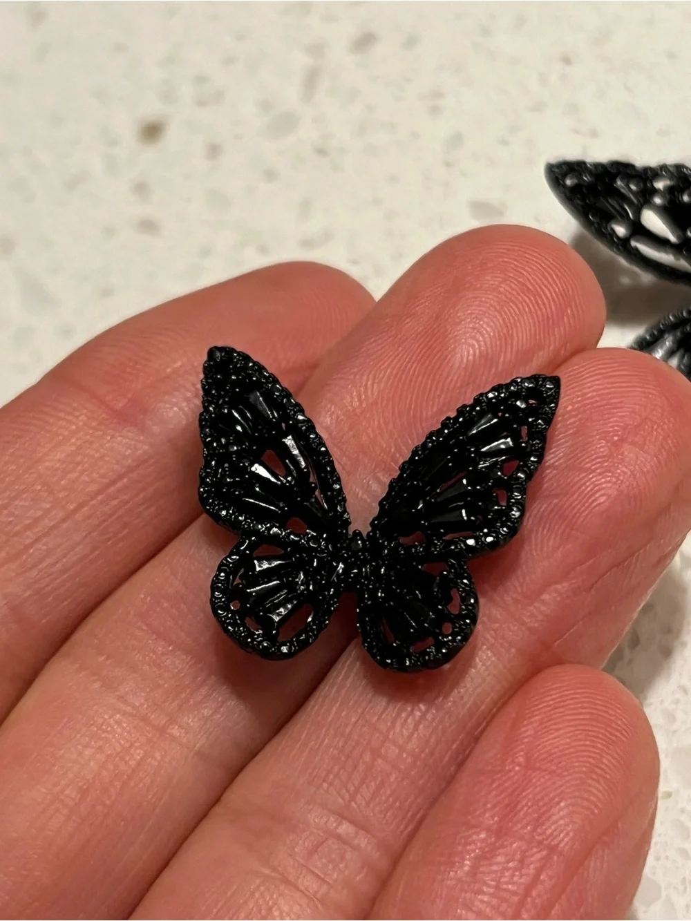 Butterfly Black Stud Earrings